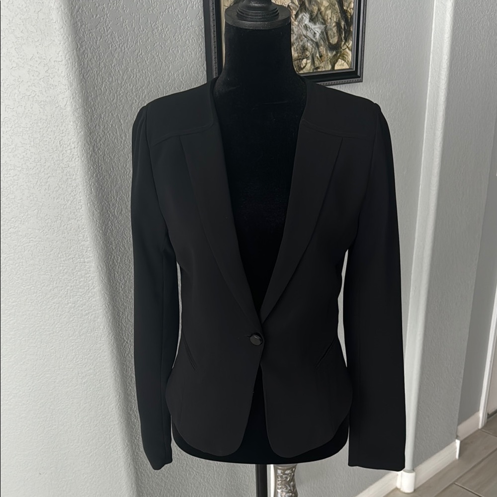 Cut-Out Back Black Women's Blazer